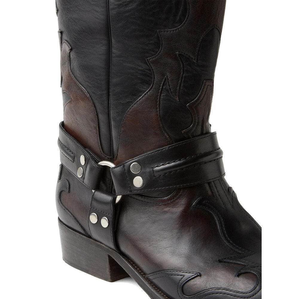 Black Embroidered Sylvester Texan Boots 3
