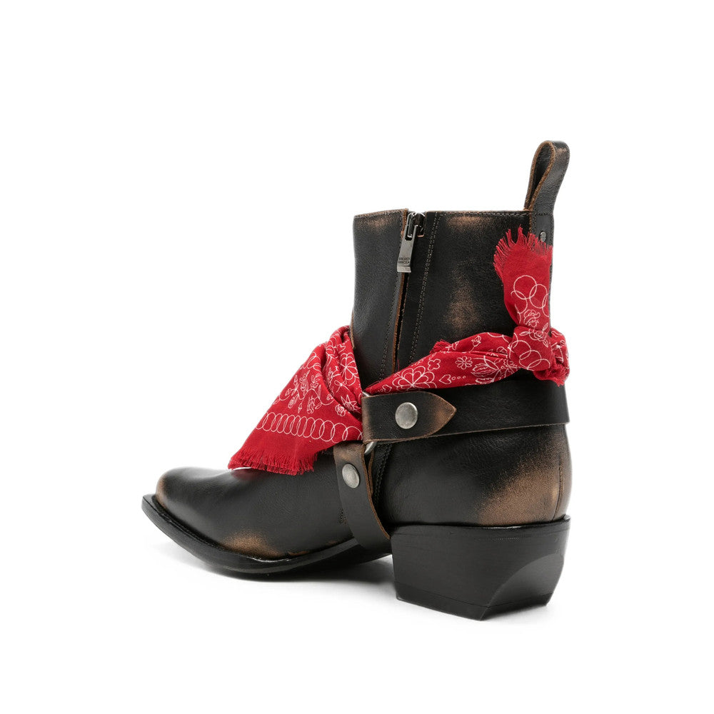 Black Printed Bandana Boots 3