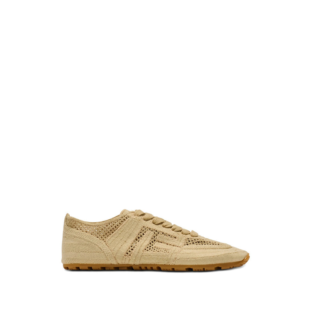 Beige Embroidered Racer Sneakers 1
