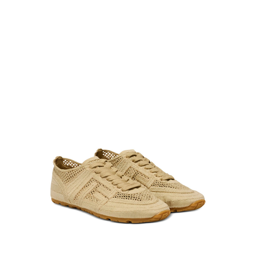 Beige Embroidered Racer Sneakers 2