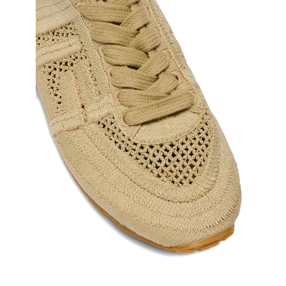 Beige Embroidered Racer Sneakers 3