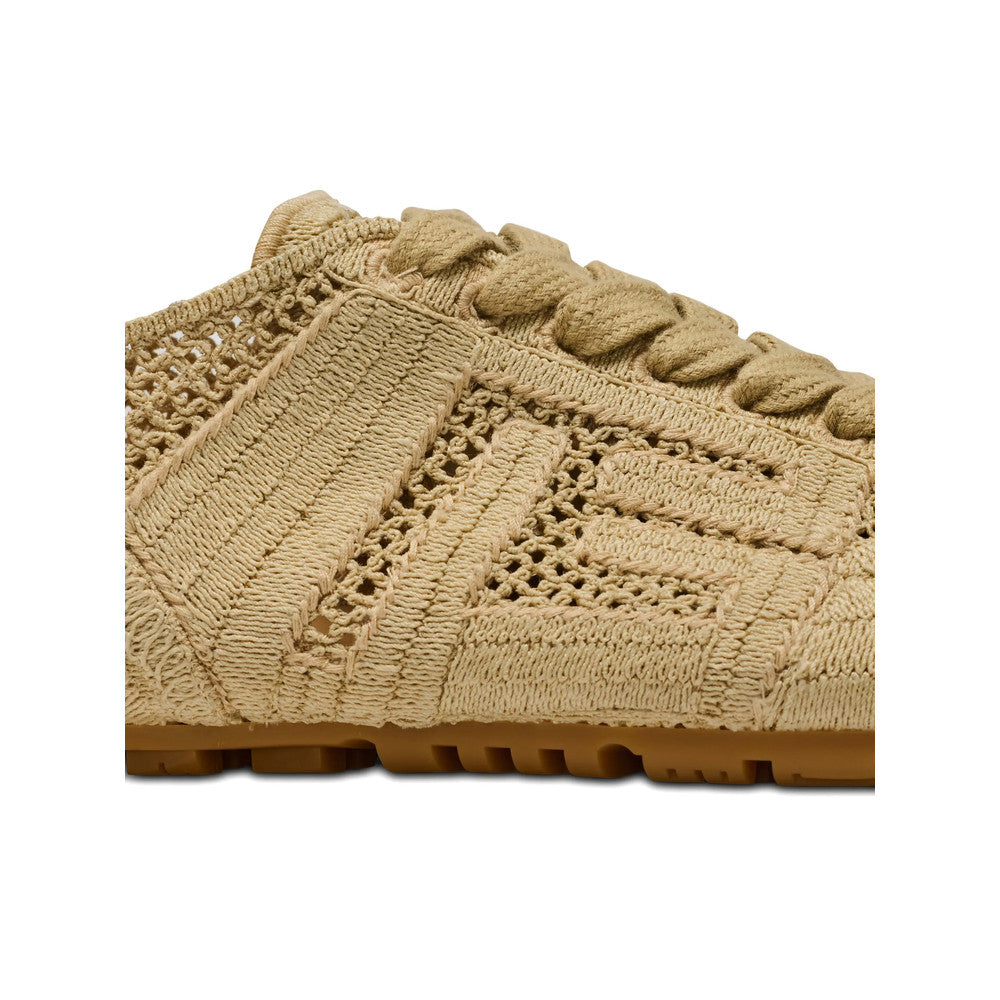 Beige Embroidered Racer Sneakers 4