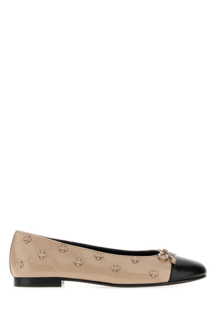 Beige Color Block Ballet Flats 1