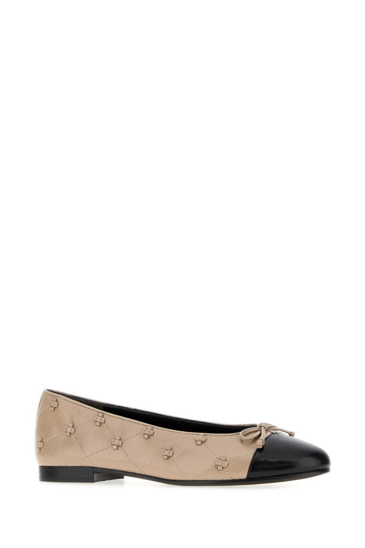 Beige Color Block Ballet Flats 2