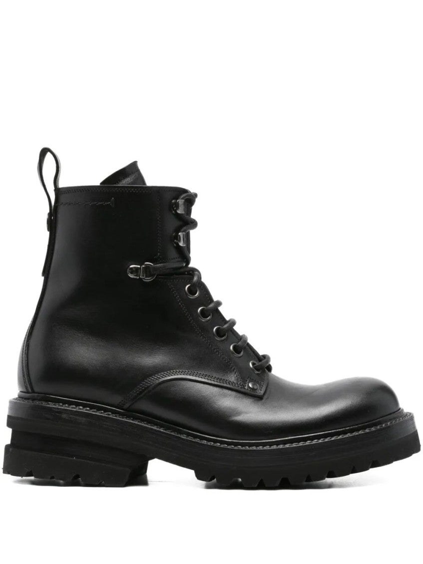 Black Elba Leather Military Boots 1
