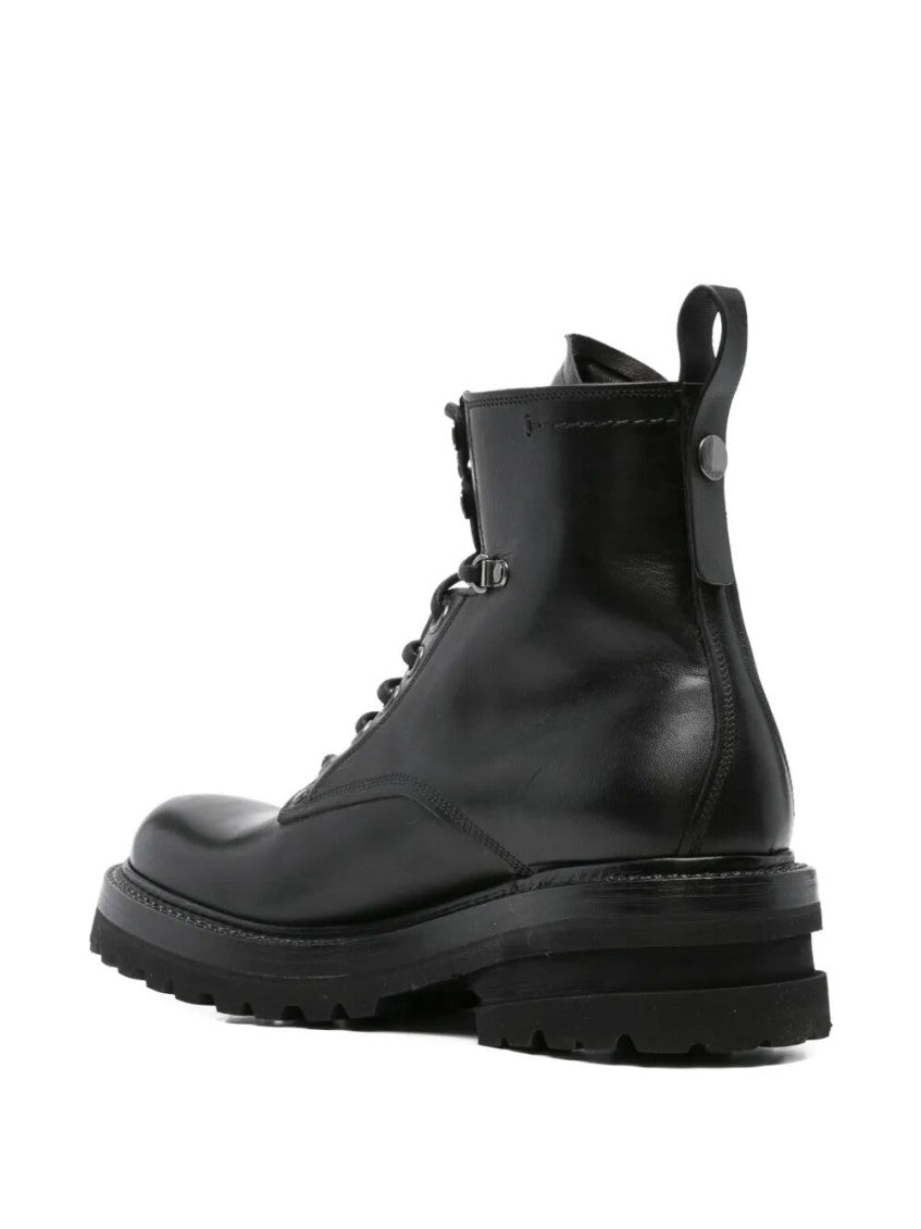 Black Elba Leather Military Boots 3