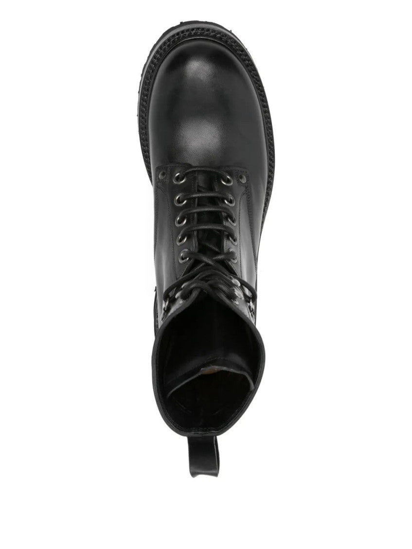 Black Elba Leather Military Boots 4