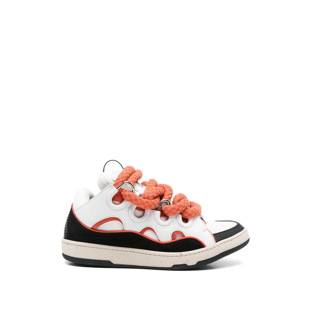 White Color Block Curb Sneakers 1