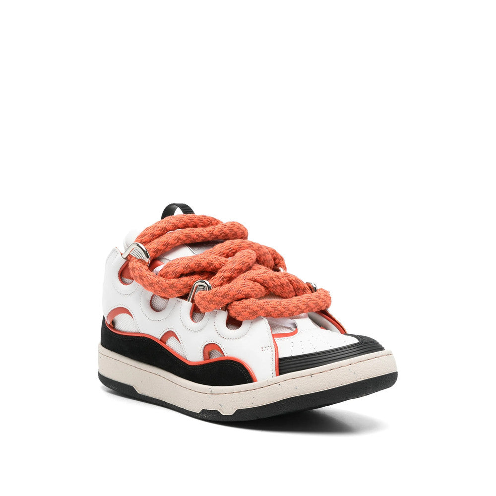 White Color Block Curb Sneakers 3