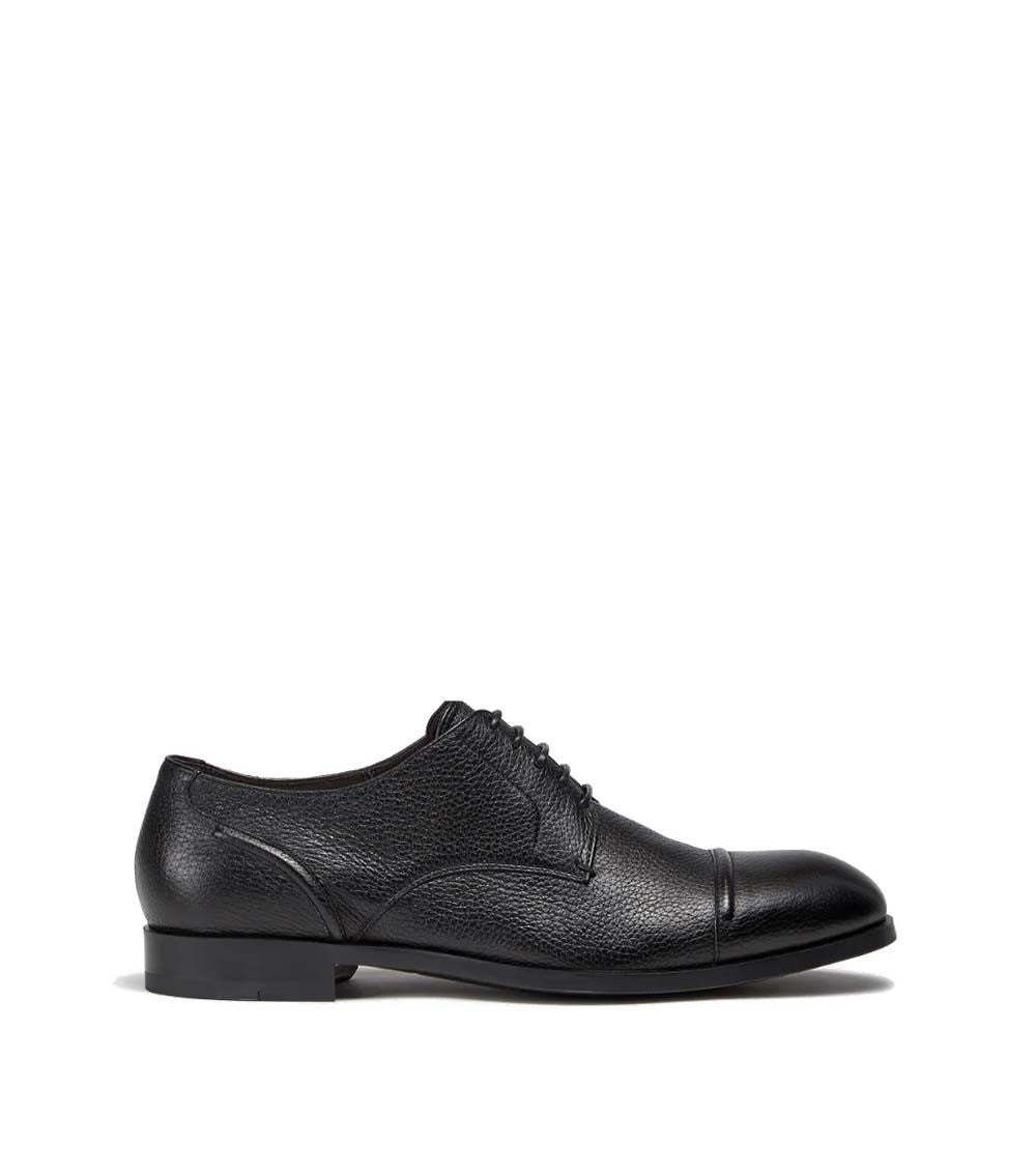Black Textured Leather Lace Ups 2