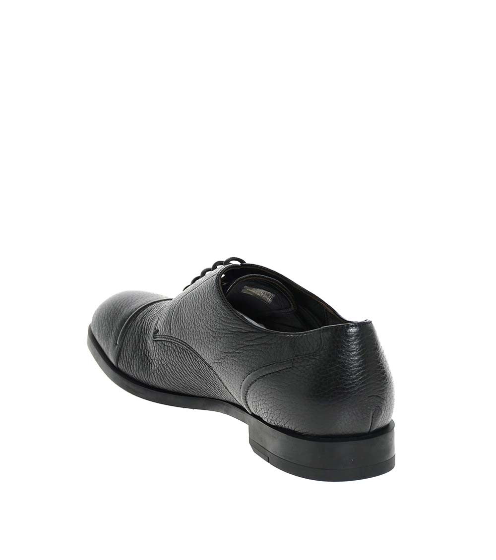Black Textured Leather Lace Ups 4