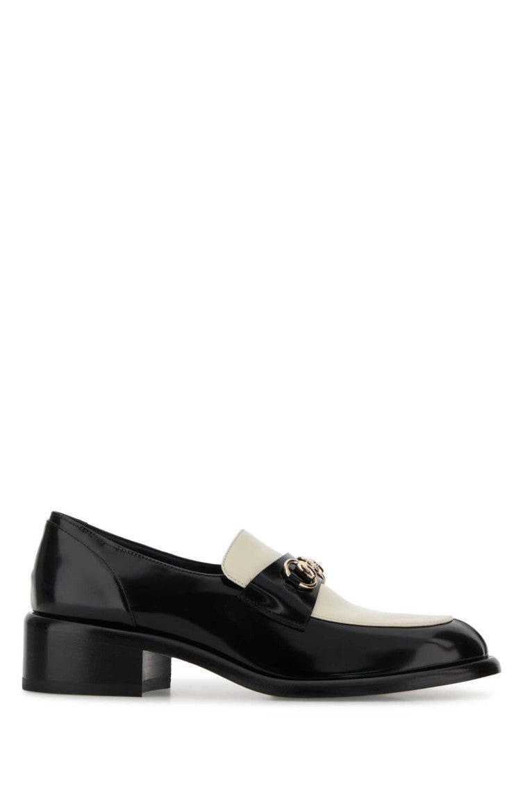 BlackWhite Leather Loafers 1