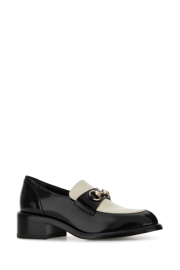 BlackWhite Leather Loafers 2