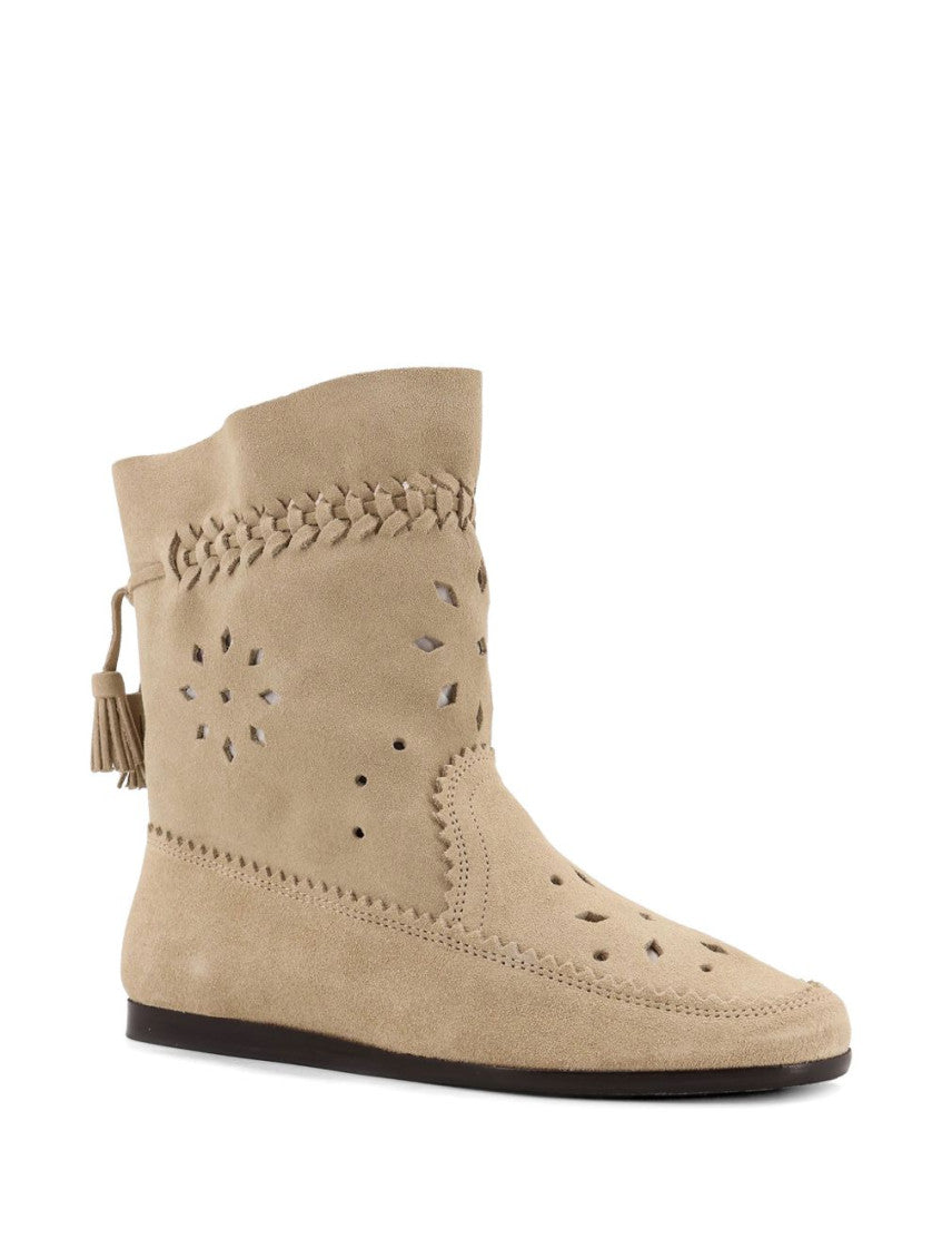 Beige Round-toe Boots 2