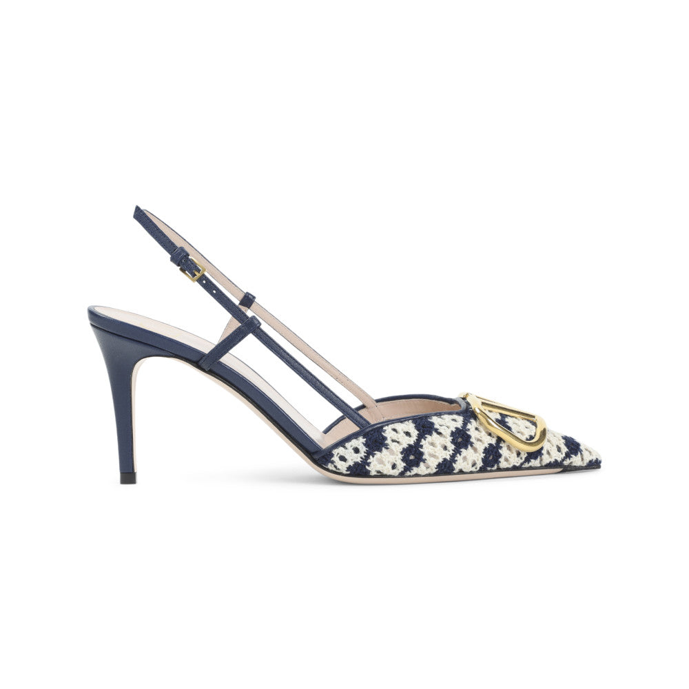 Blue Woven Logo Pumps 1