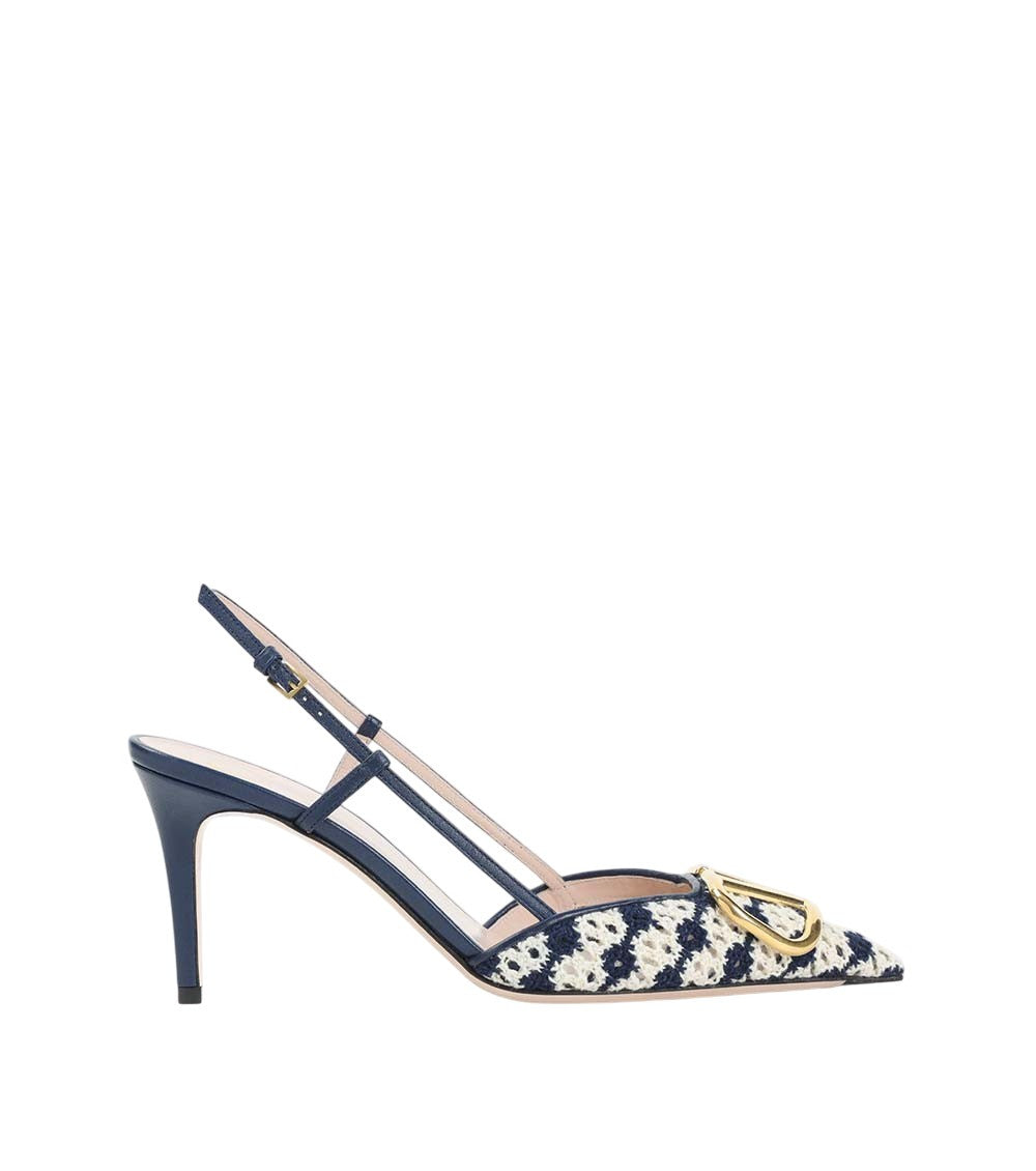 Blue Woven Logo Pumps 2