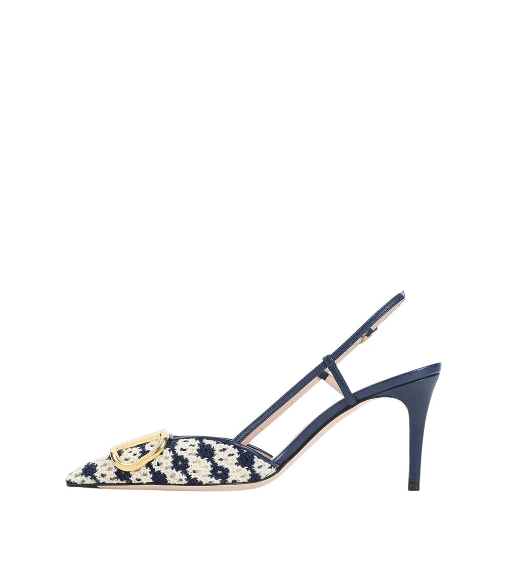 Blue Woven Logo Pumps 4