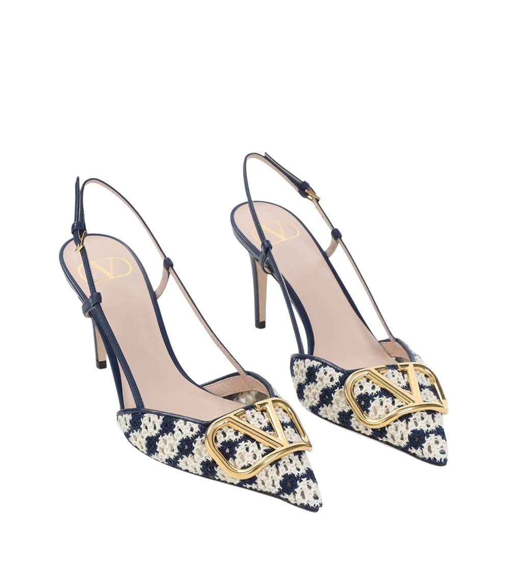 Blue Woven Logo Pumps 5