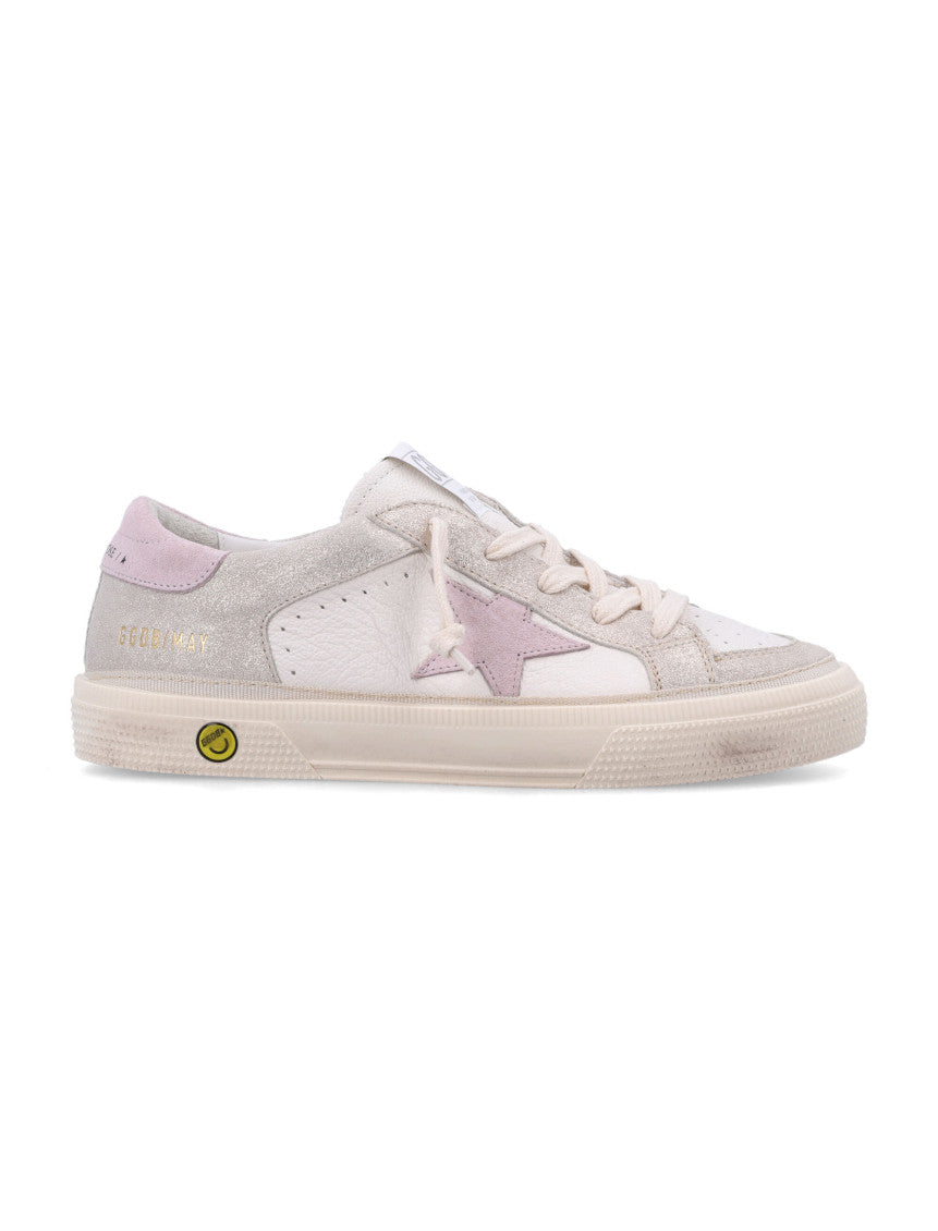 Girls White Perforated Sneakers 1