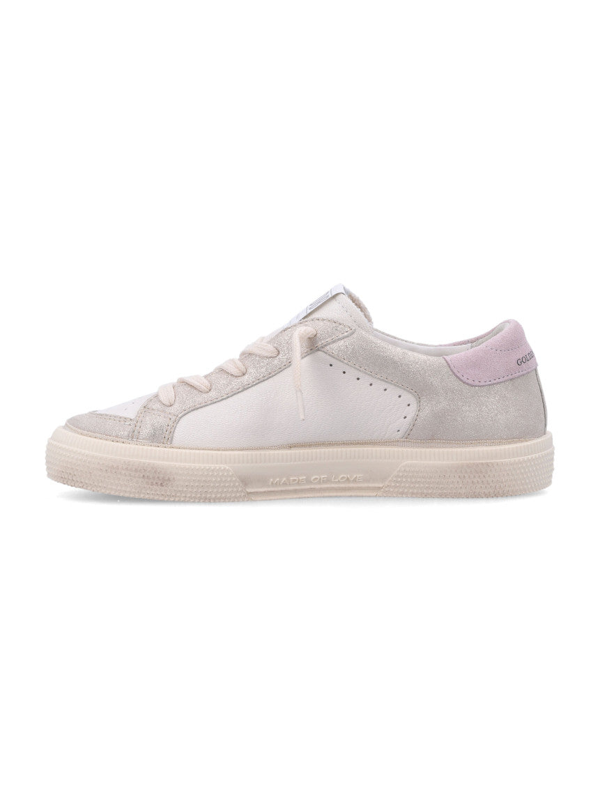 Girls White Perforated Sneakers 3