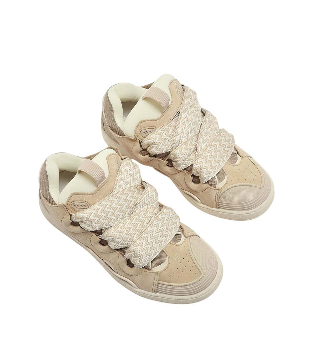 Kids Beige Lace-up Sneakers 2