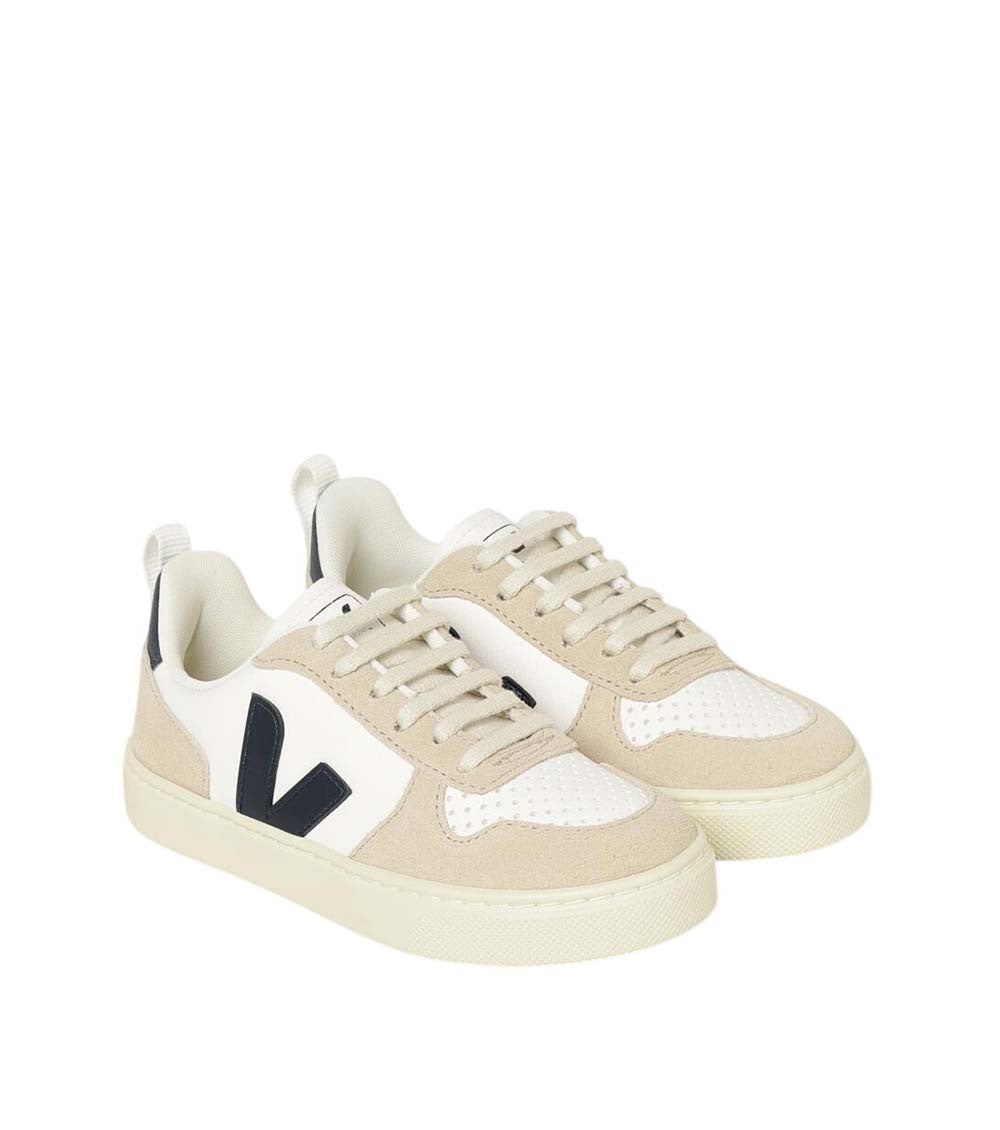 Kids White Color Block Sneakers 2
