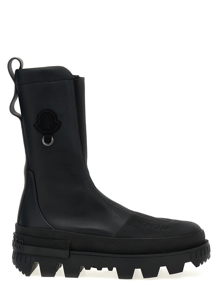 Black Leather Logo Boots 1