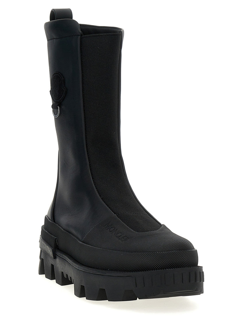 Black Leather Logo Boots 2