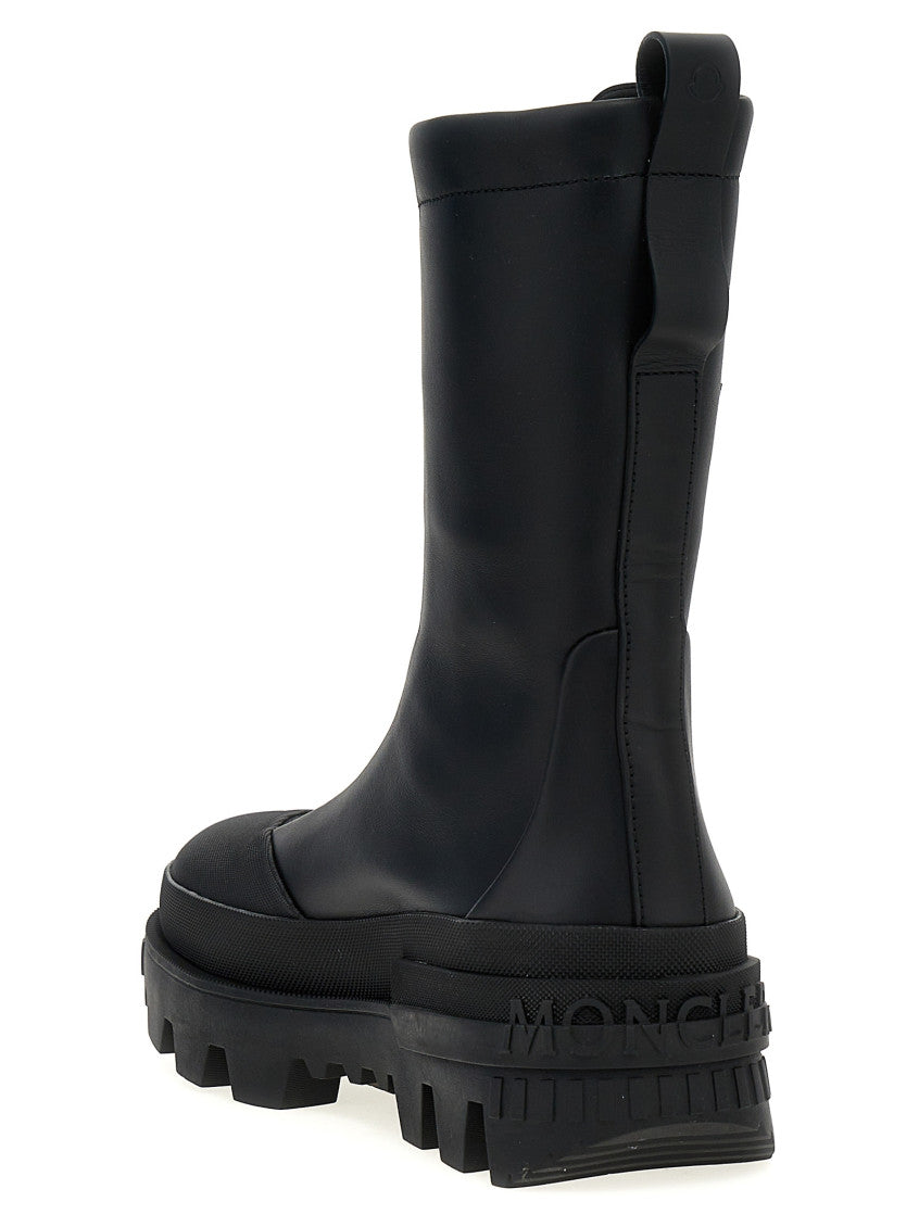 Black Leather Logo Boots 3