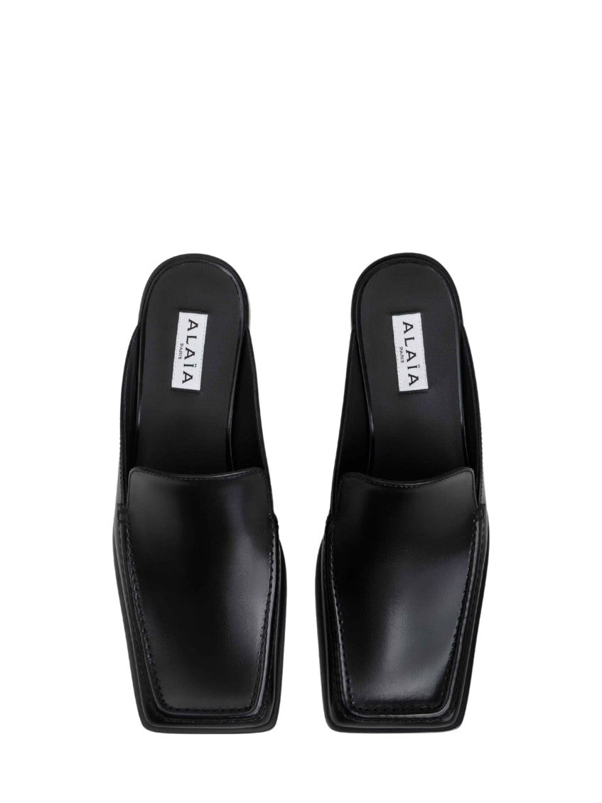Black Square-toe Mules 3