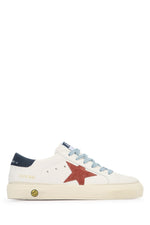 Kids White Star-Leather Sneakers 1