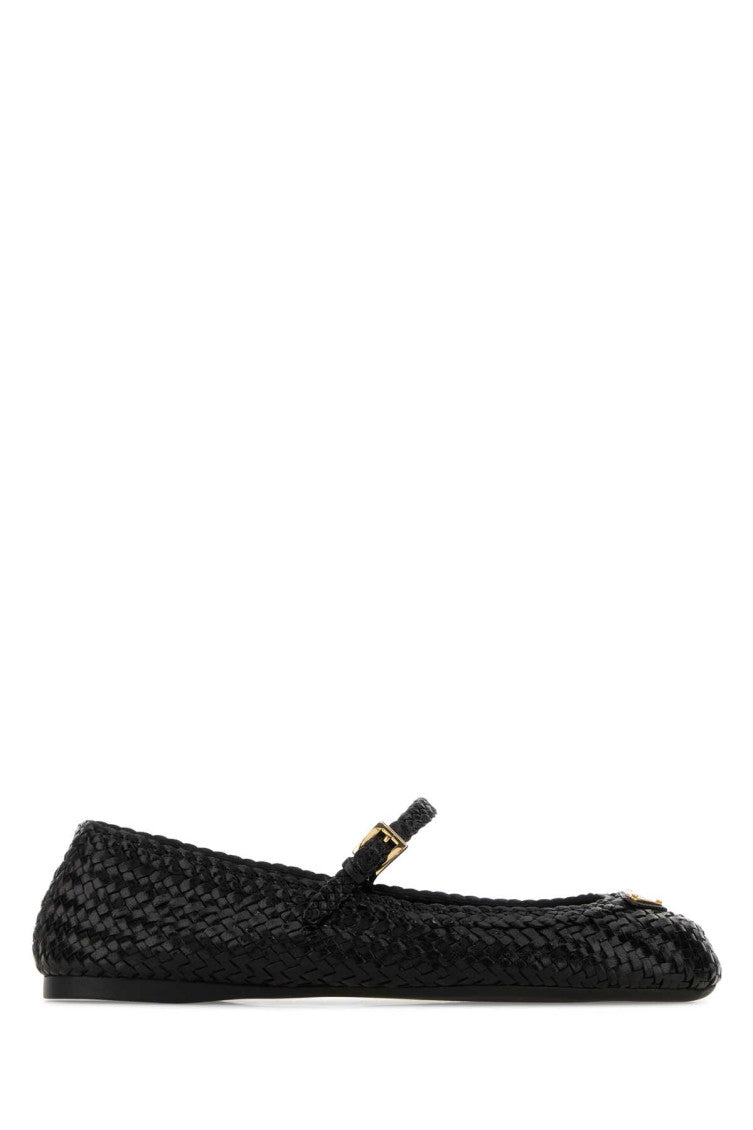 Black Leather Ballet Flats 1