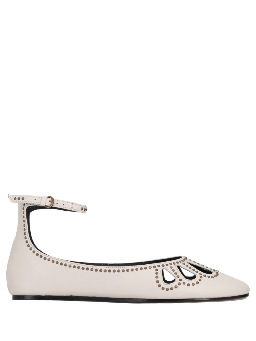 White Ankle Strap Ballet Flats 1