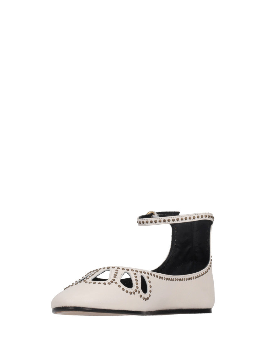 White Ankle Strap Ballet Flats 2