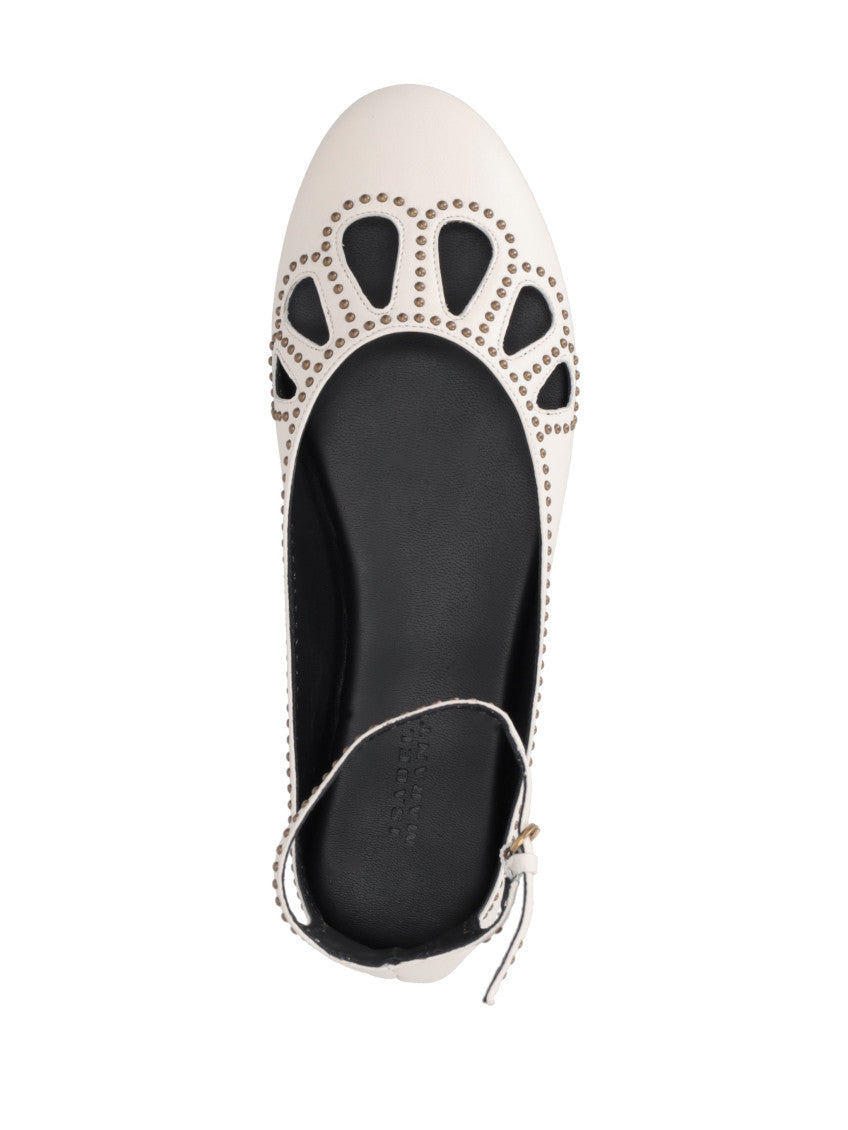 White Ankle Strap Ballet Flats 3