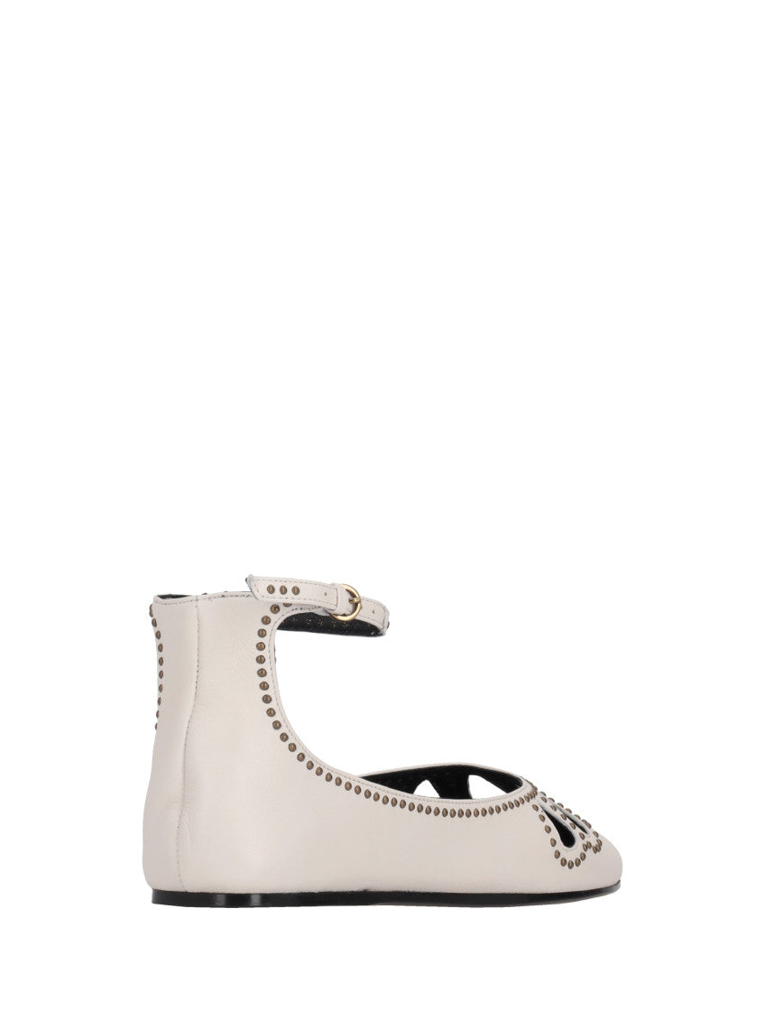 White Ankle Strap Ballet Flats 4