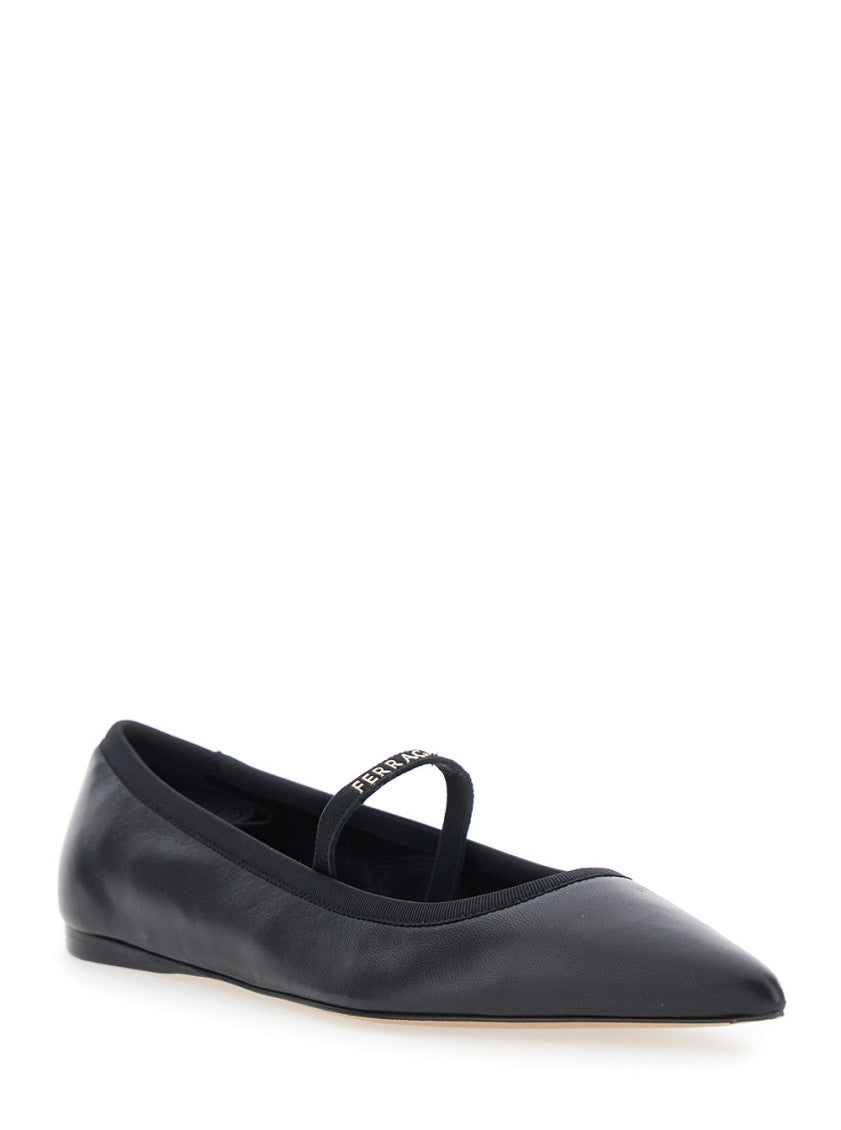 Black Leather Ballet Flats 1