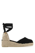 Black Lace Up Wedge Espadrilles 1