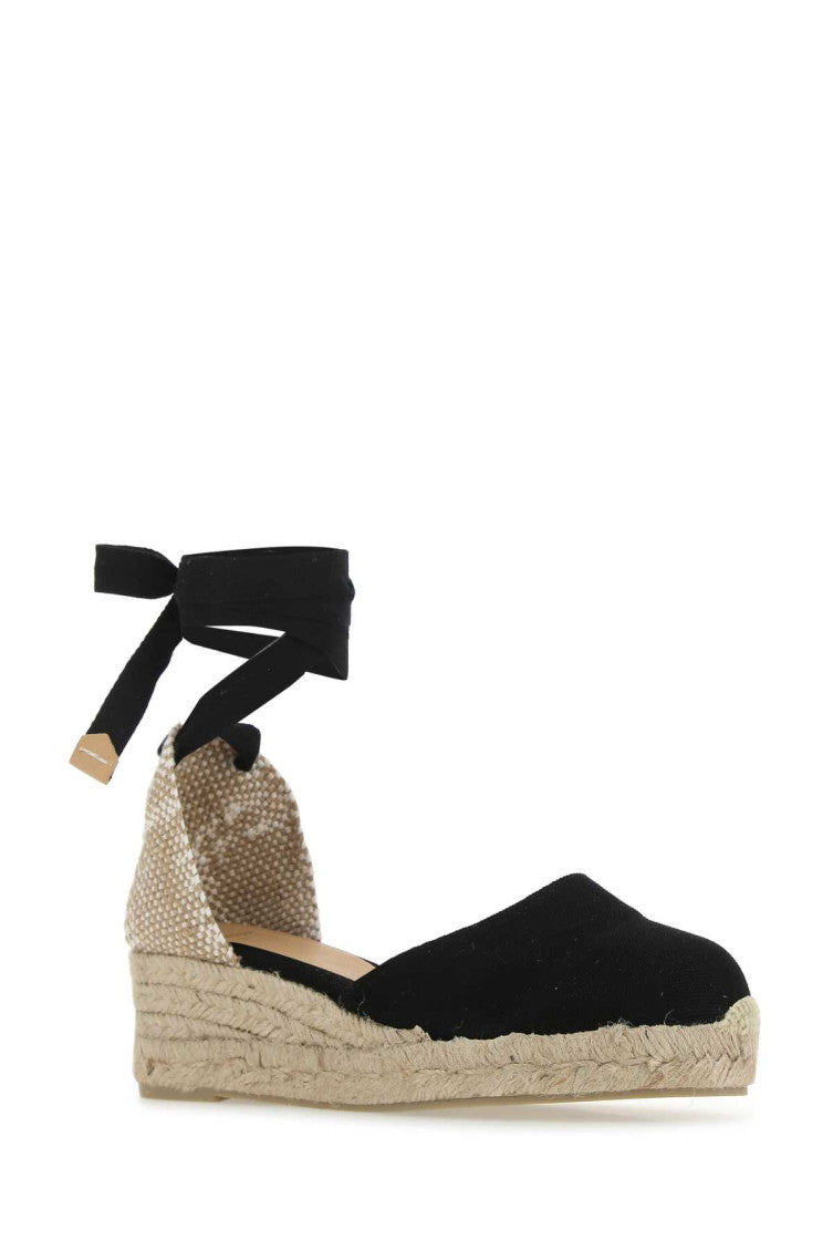 Black Lace Up Wedge Espadrilles 2
