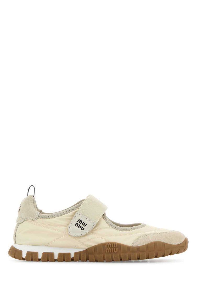 Beige Velcro Ballet Flats 1