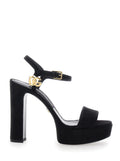 Black Logo Ankle-strap Heels 1