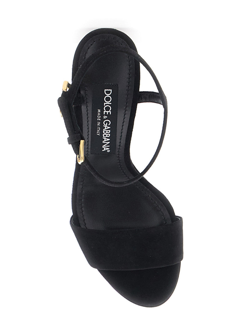 Black Logo Ankle-strap Heels 4