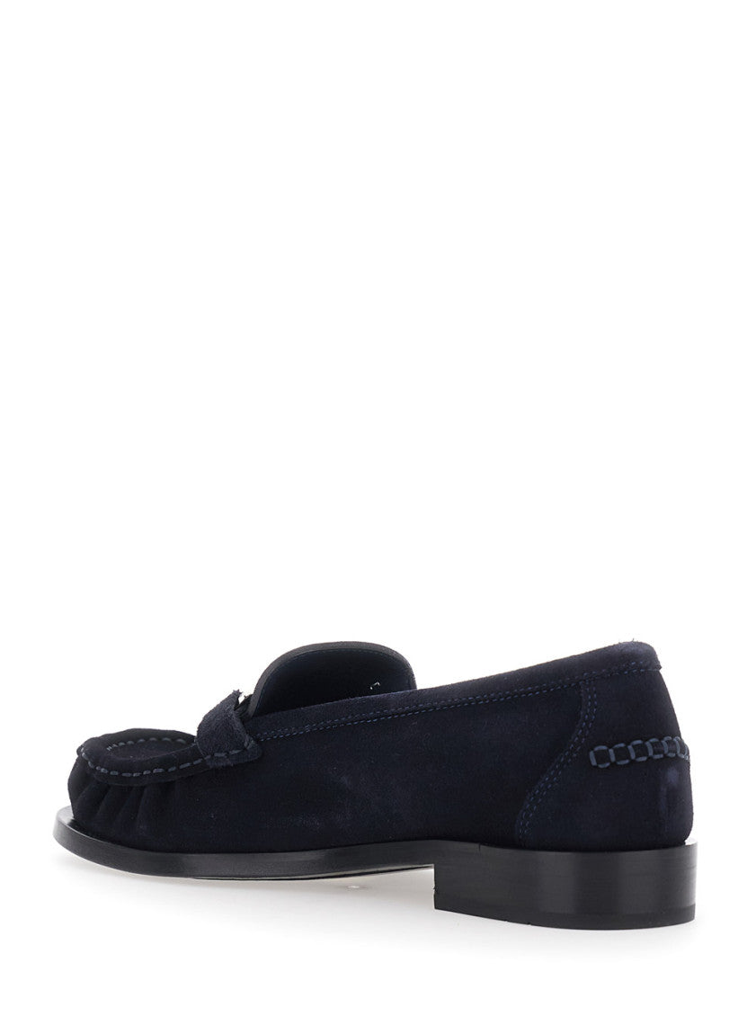 Navy Blue Suede Loafers 3