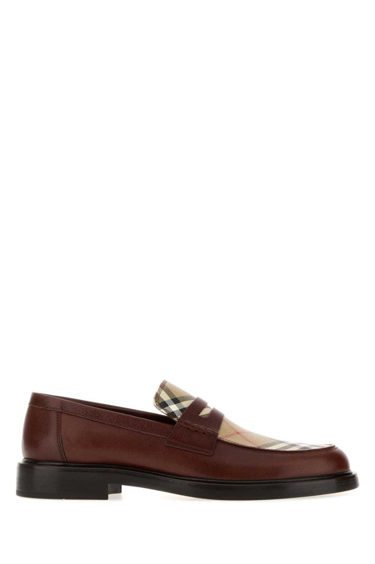 Brown Check Leather Loafers 1