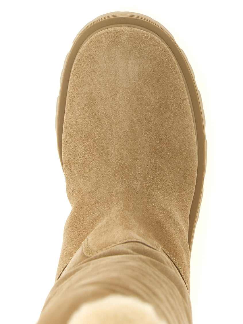 Beige High Suede Boots 4