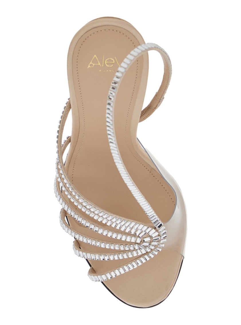 Beige Rhinestone Heels 4