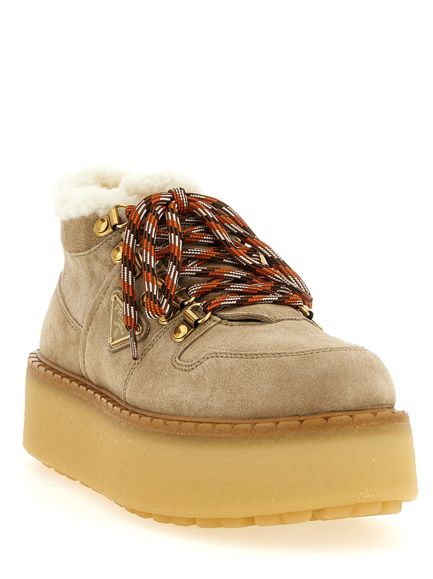 Beige Lace-up Ankle Boots 2
