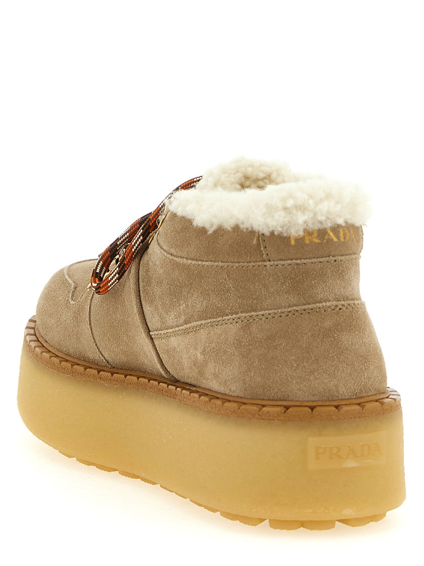 Beige Lace-up Ankle Boots 3
