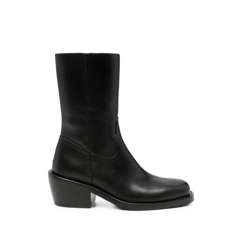 Black Solid Western-Style Boots 1
