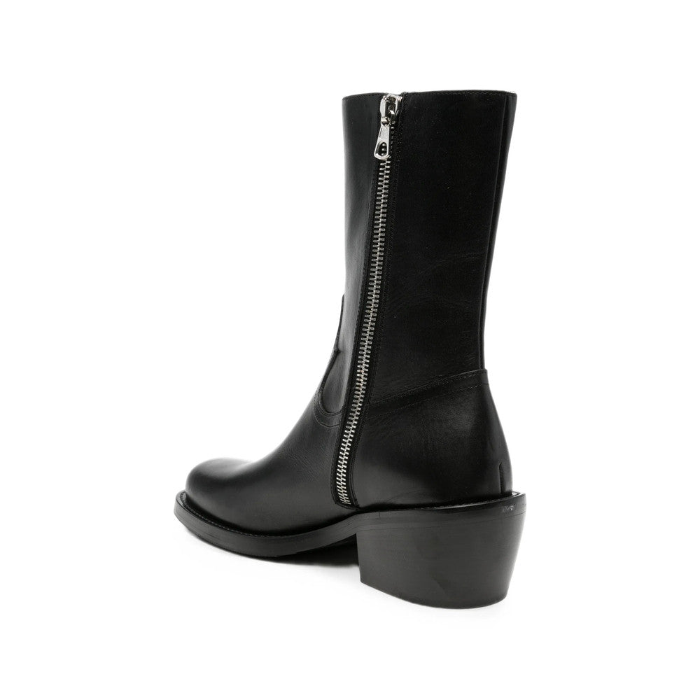 Black Solid Western-Style Boots 2